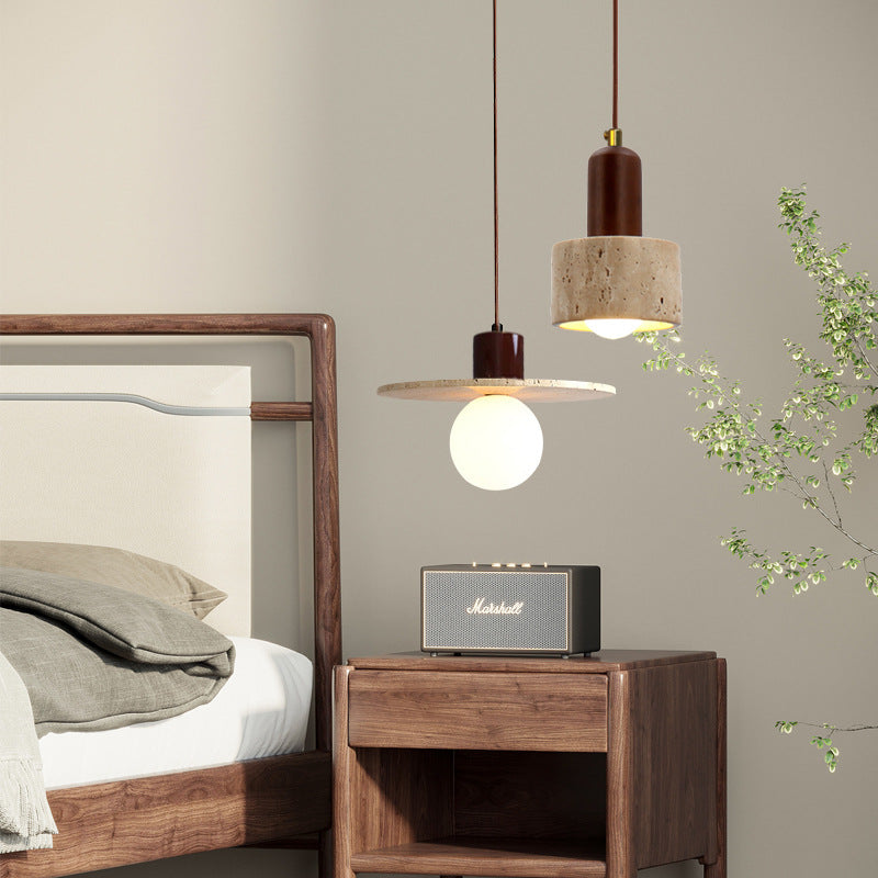 Pendant lights beside bed