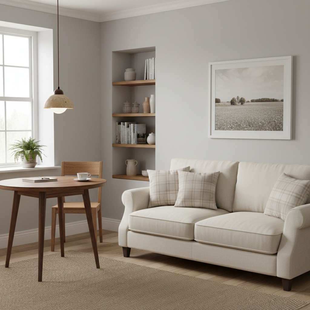 Pendant light beside sofa