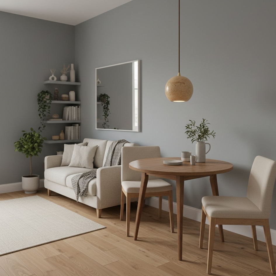 Pendant light in small apartment scene