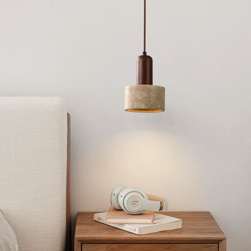 Travertine pendant bedside light