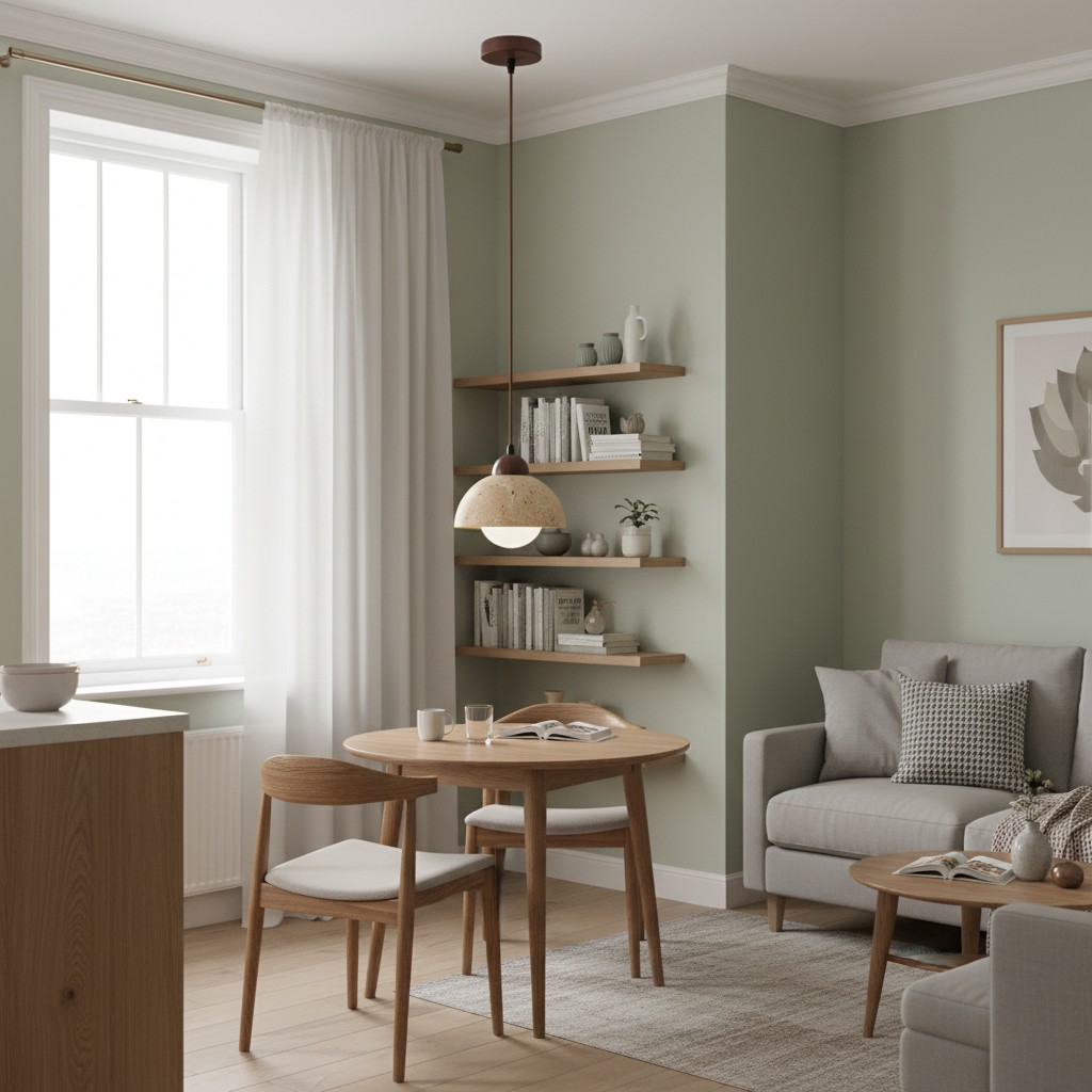 Pendant light in apartment dining area