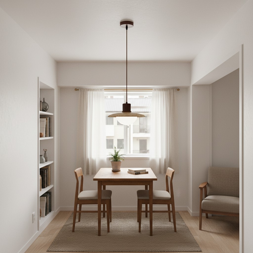 Pendant light above dining table