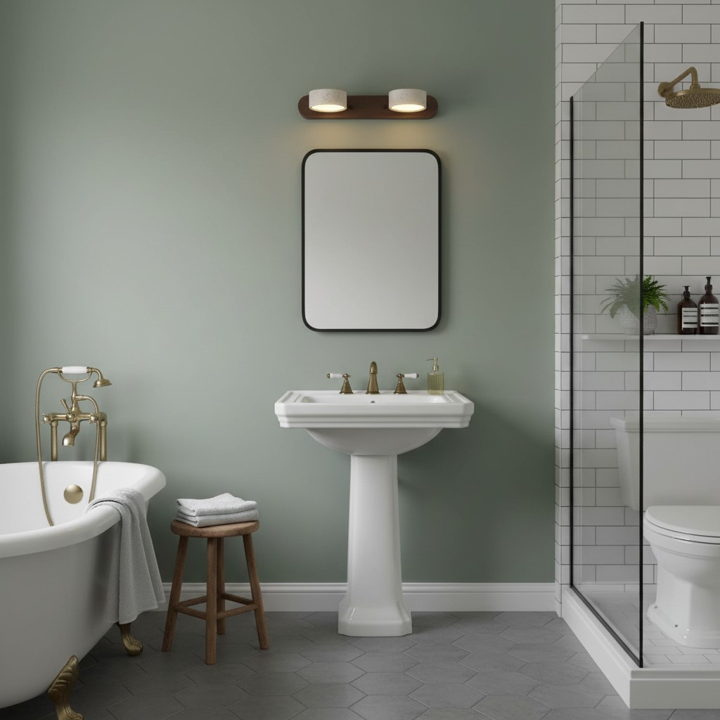 Travertine wall light in bathroom scene