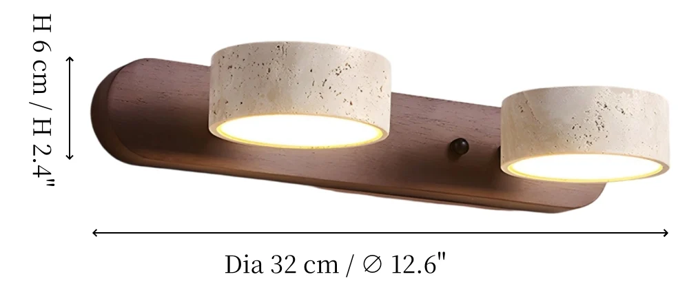 Small travertine wall light size diagram