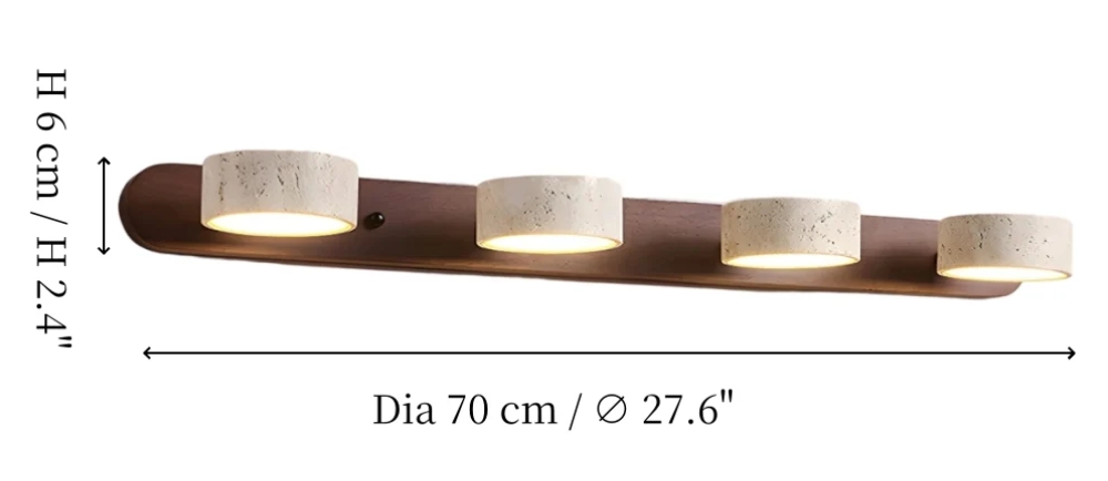 Large travertine wall light size diagram