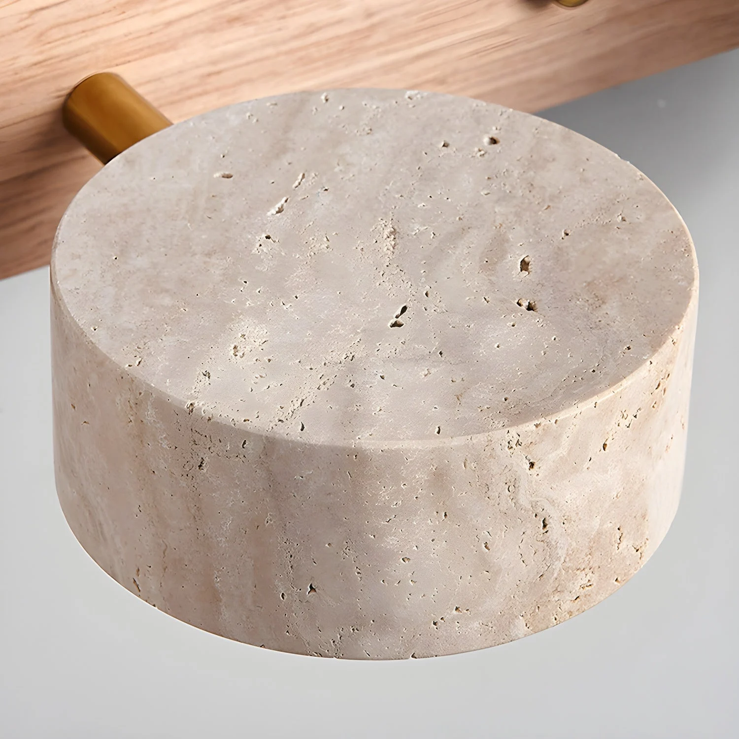 Travertine wall plate close-up