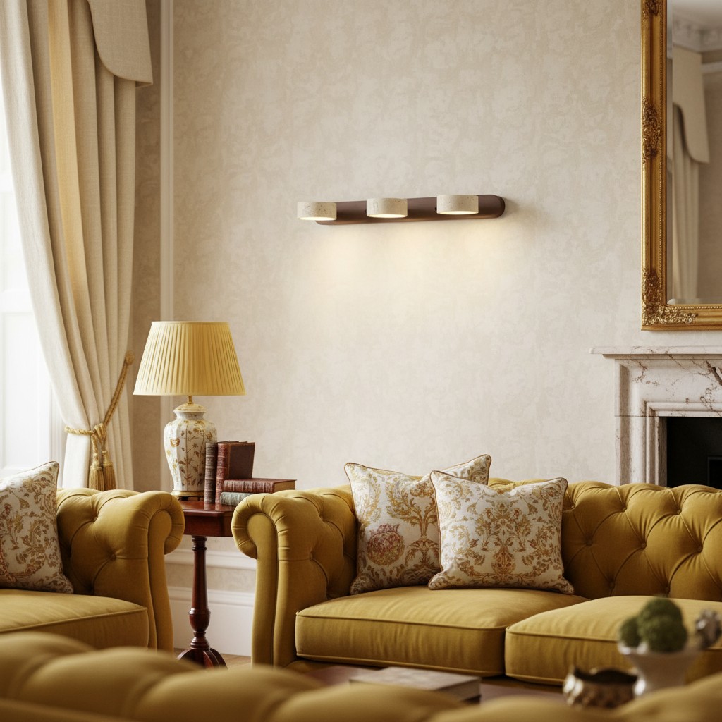 Travertine wall light in lounge scene