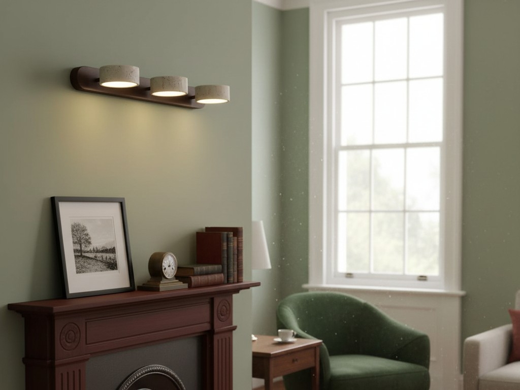 Travertine wall light in green room