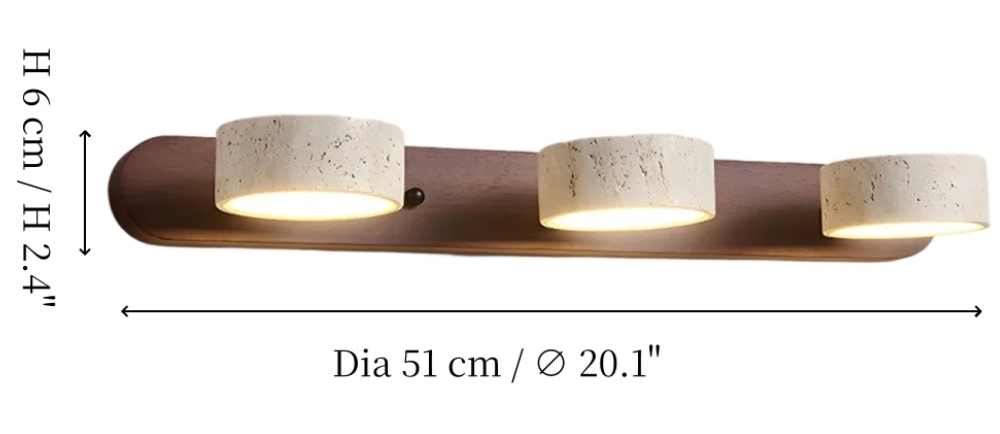 Medium travertine wall light size diagram