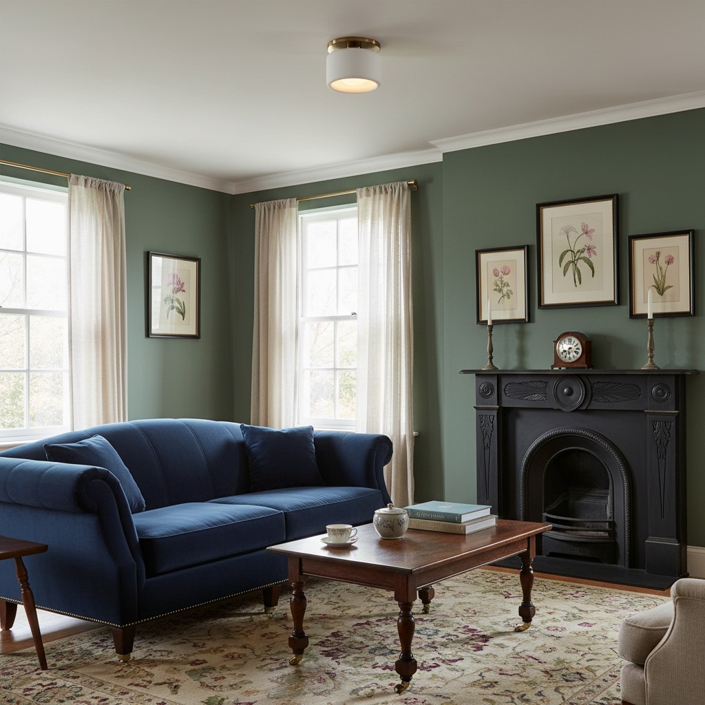 Porcelain ceiling light in living room scene three