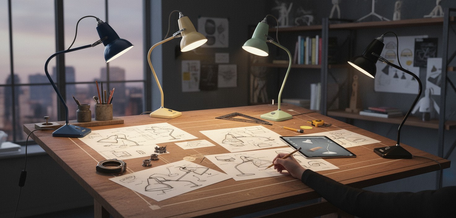 Design concept scene with mini table lamps