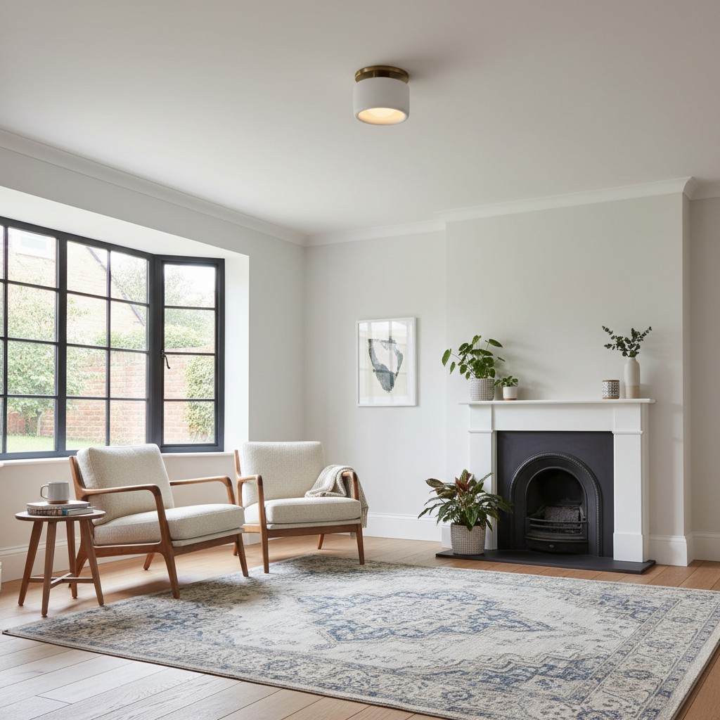Porcelain ceiling light in living room scene two