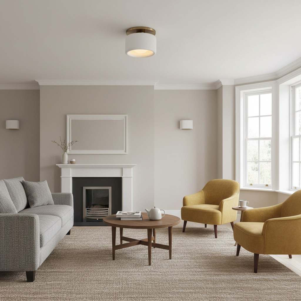 Porcelain ceiling light in living room scene four