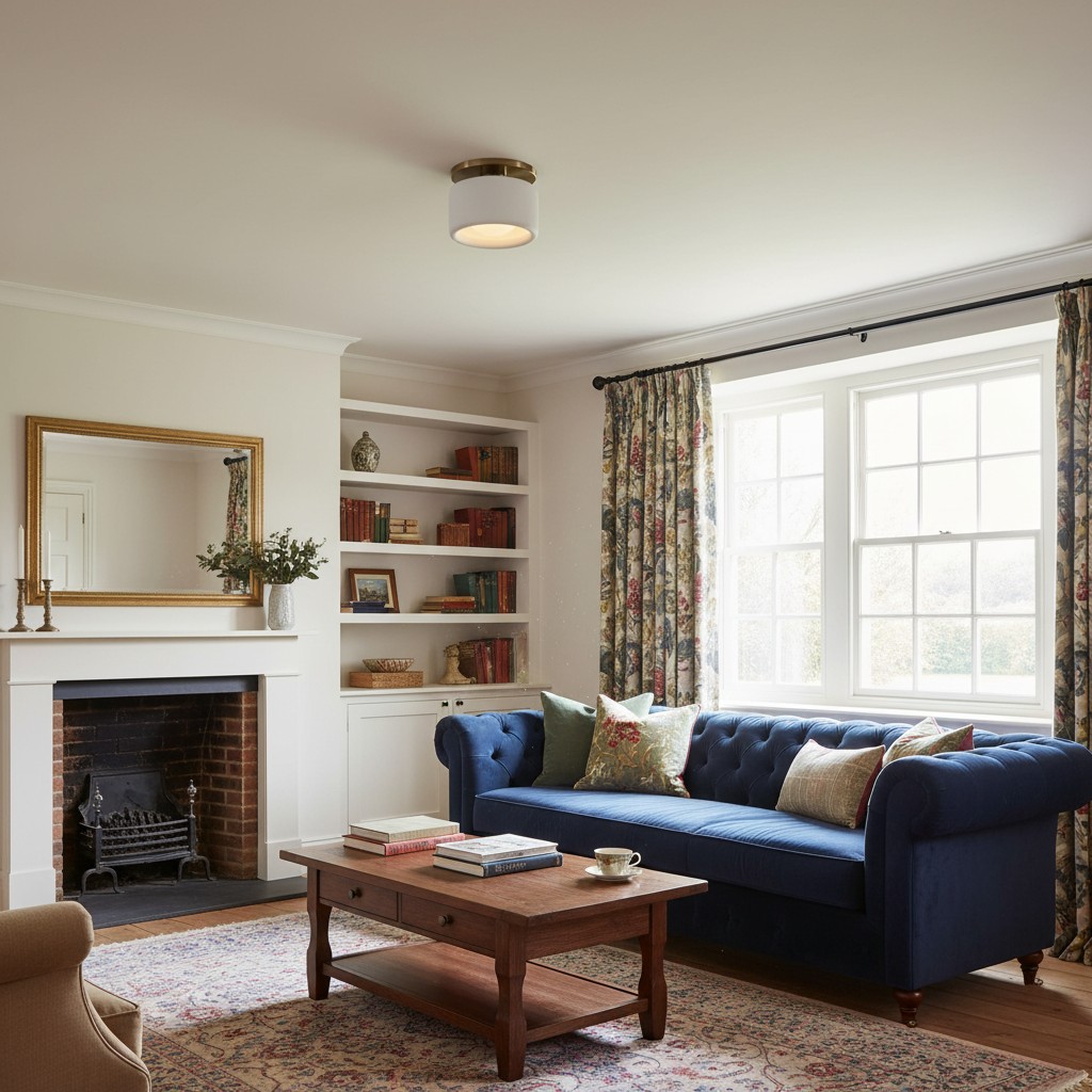 Porcelain ceiling light in living room scene six