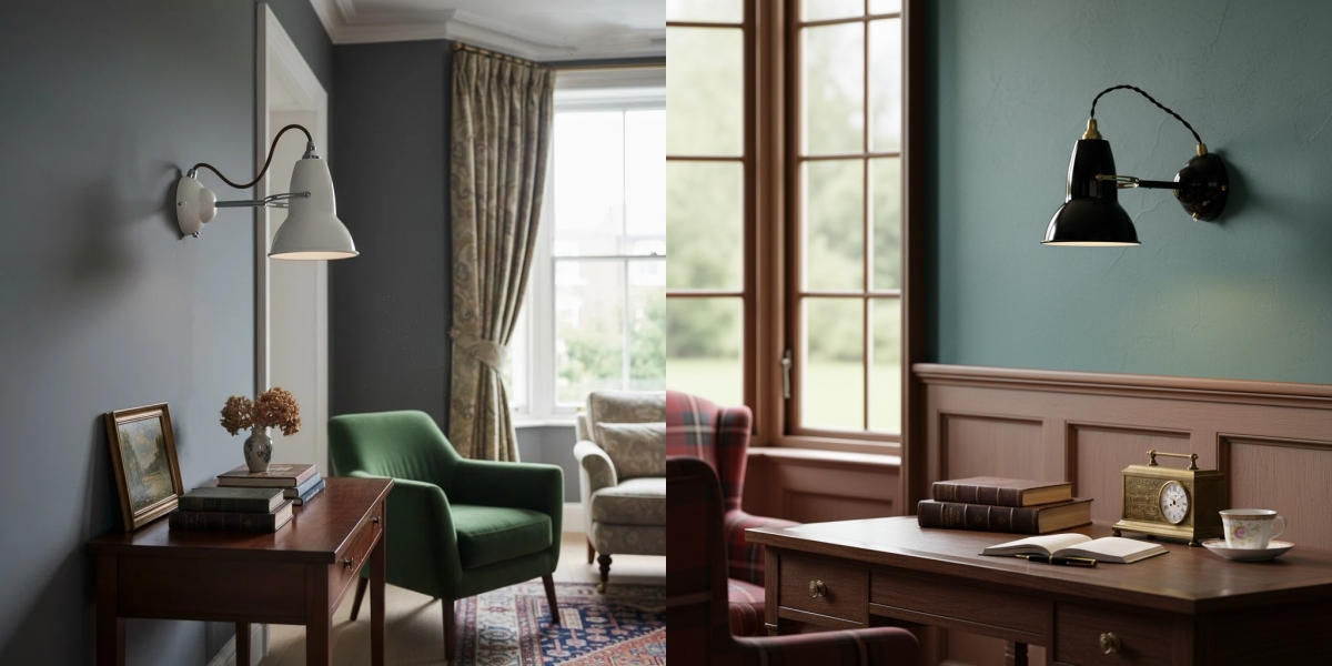 Modryx modern wall light in retro inspired room scenes