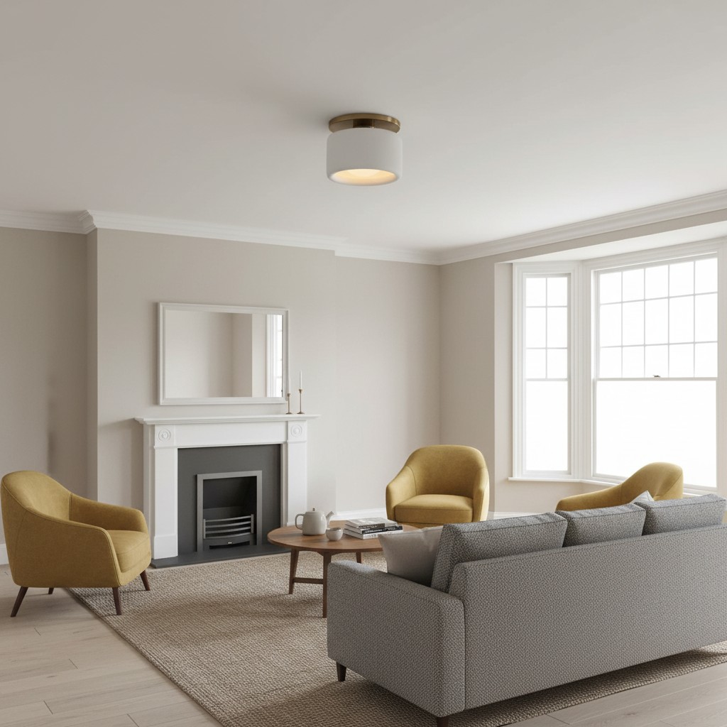 Porcelain ceiling light in living room scene one