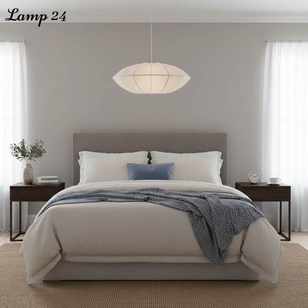 Classic UFO Ribbon Pendant Light over sofa setting