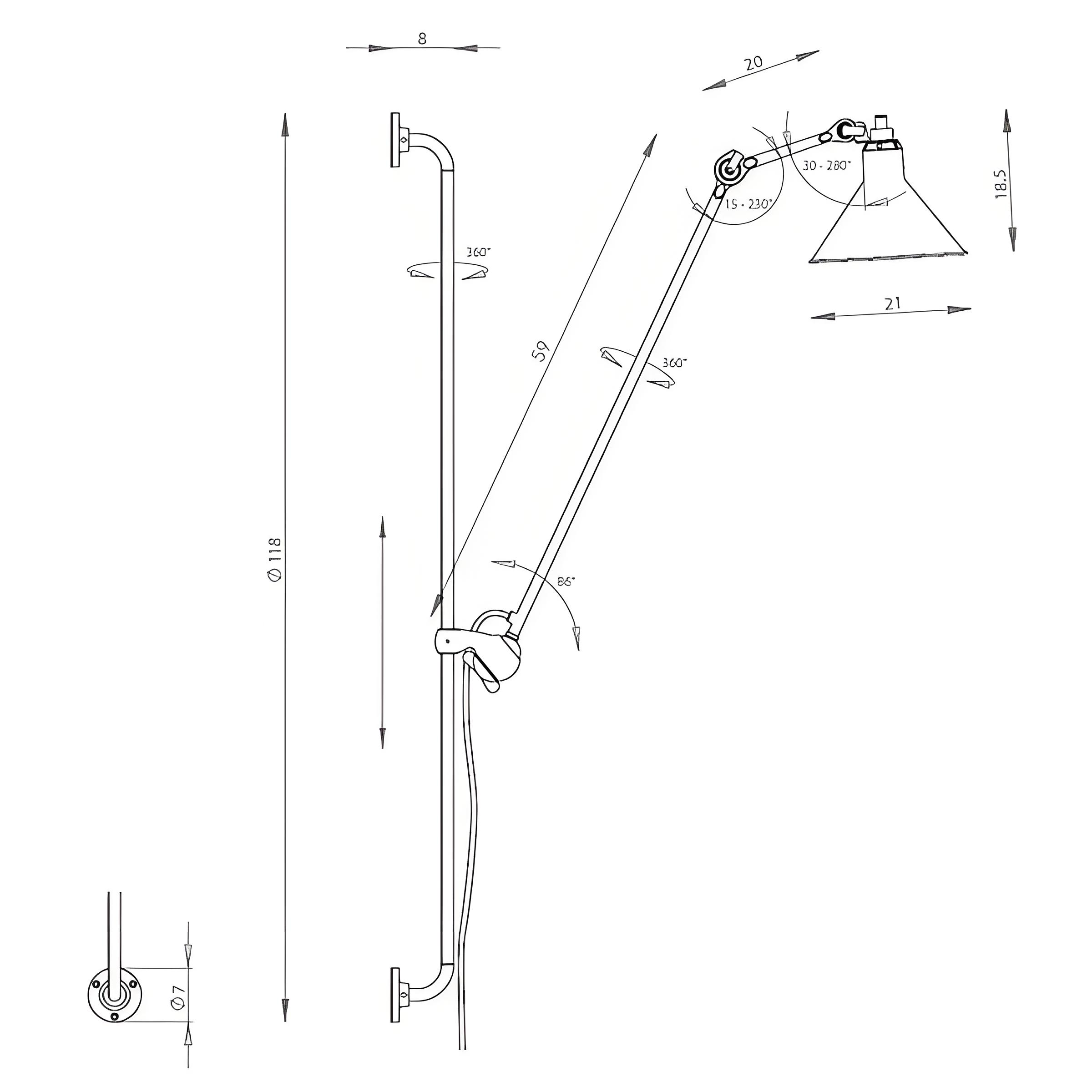 Model E-118 size diagram