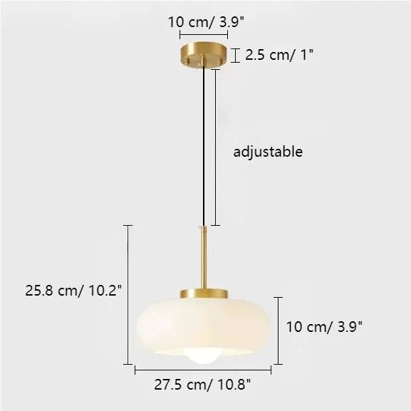 White pendant light size diagram