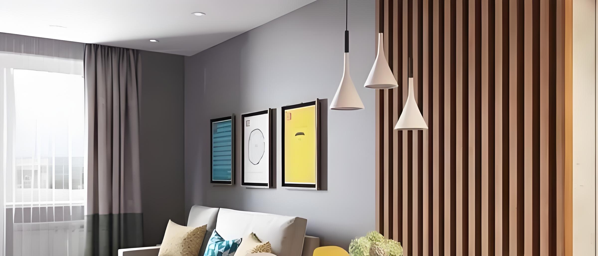 Colorful Mini Trumpet Concrete Pendant Lamp in a living room