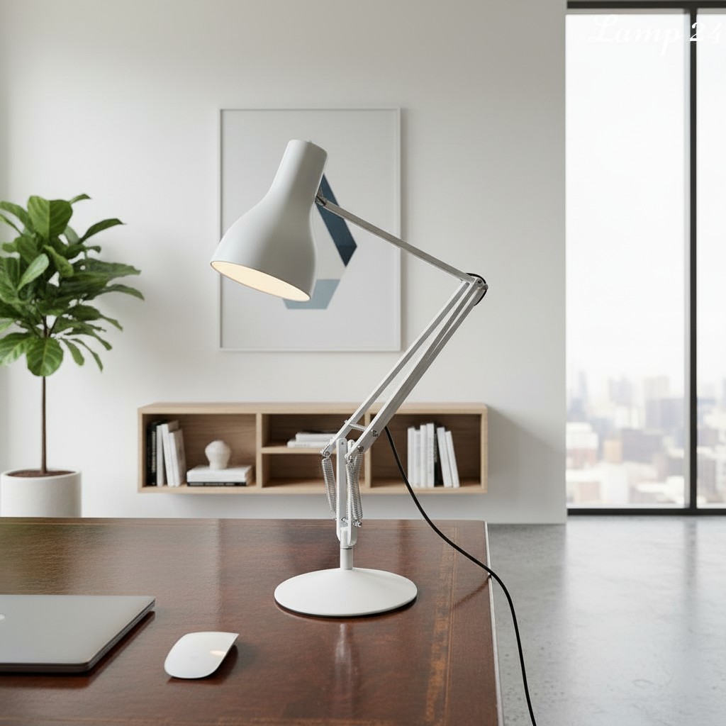 White desk lamp modern desk scenario