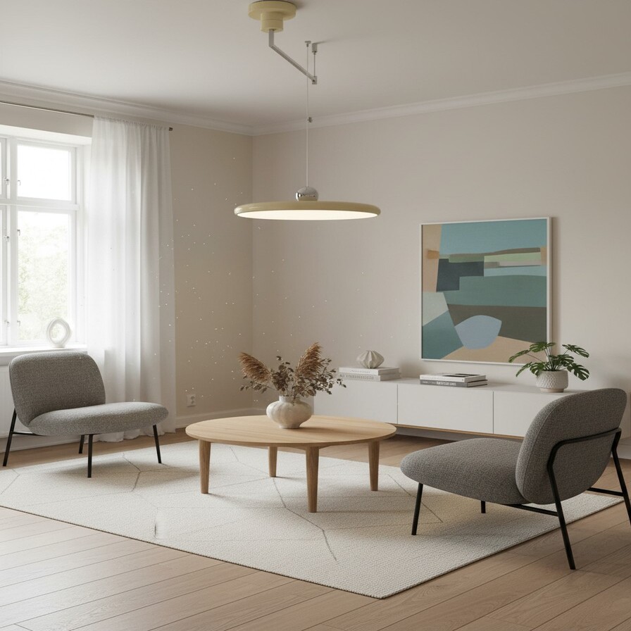 Pendant light in a living room