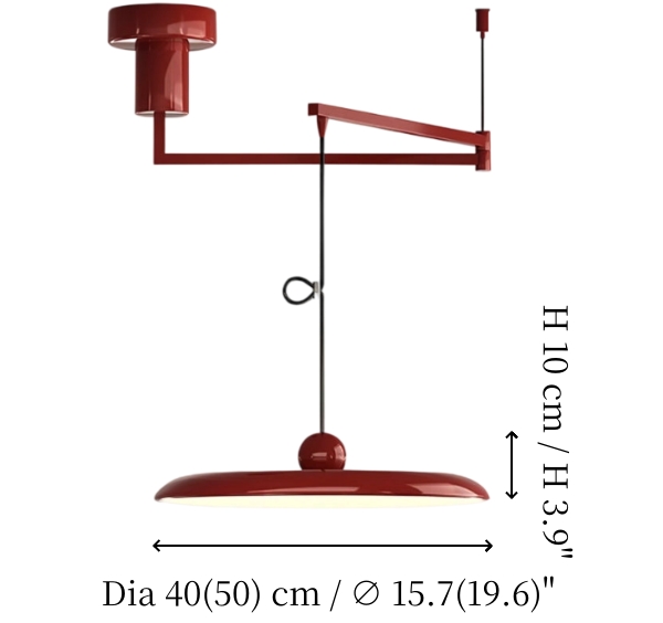 Adjustable Swing Arm Pendant Light size diagram