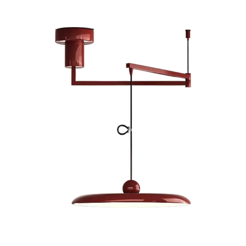 Red Adjustable Swing Arm Pendant Light