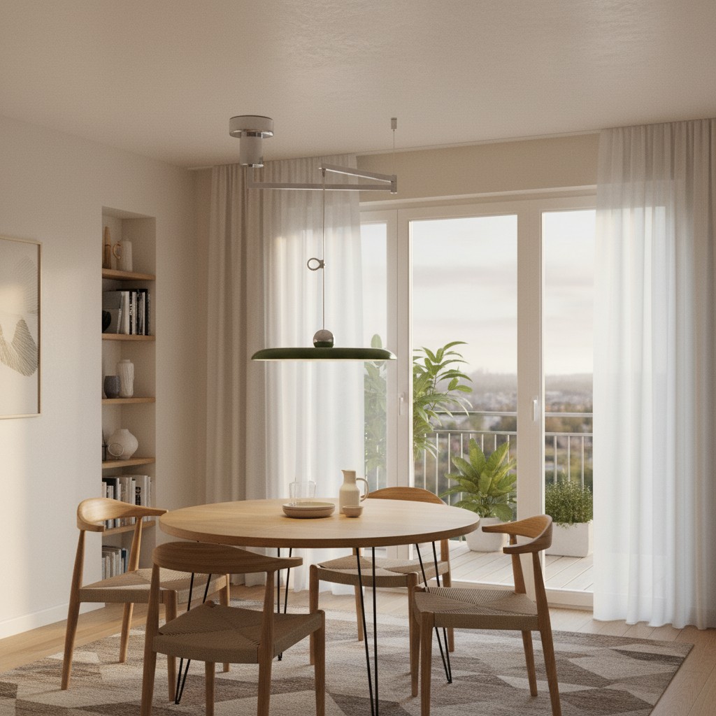Pendant light over a dining table