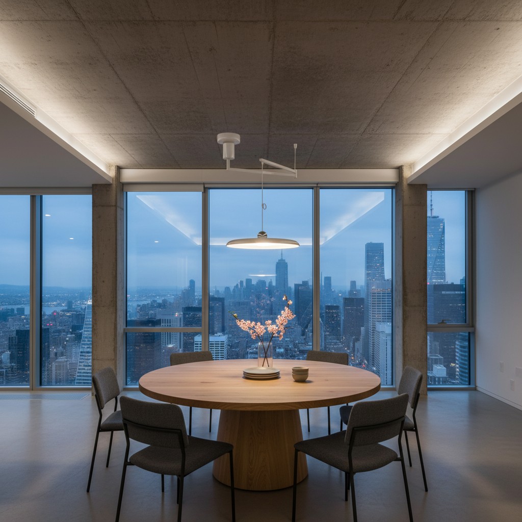 Pendant light in an evening dining scene