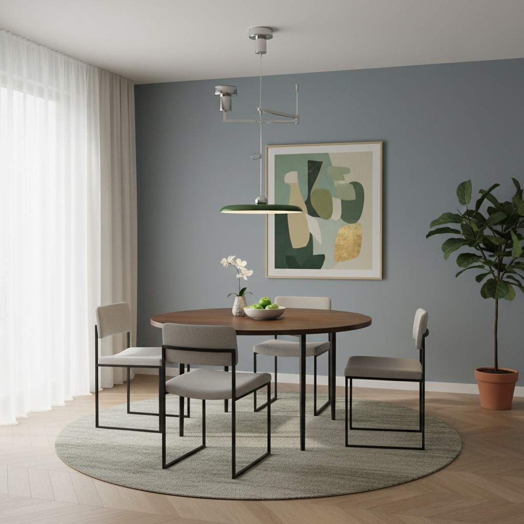 Pendant light over a small dining table