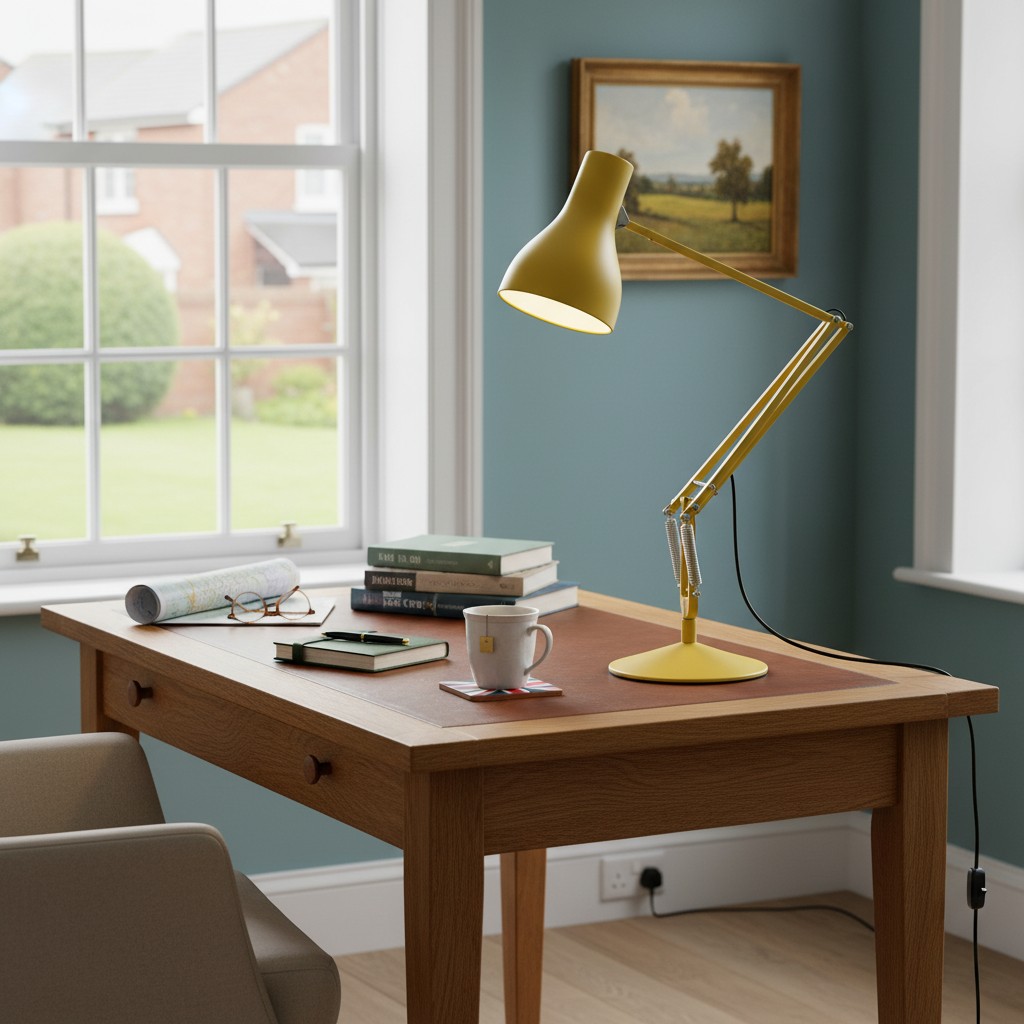 Yellow desk lamp study scenario