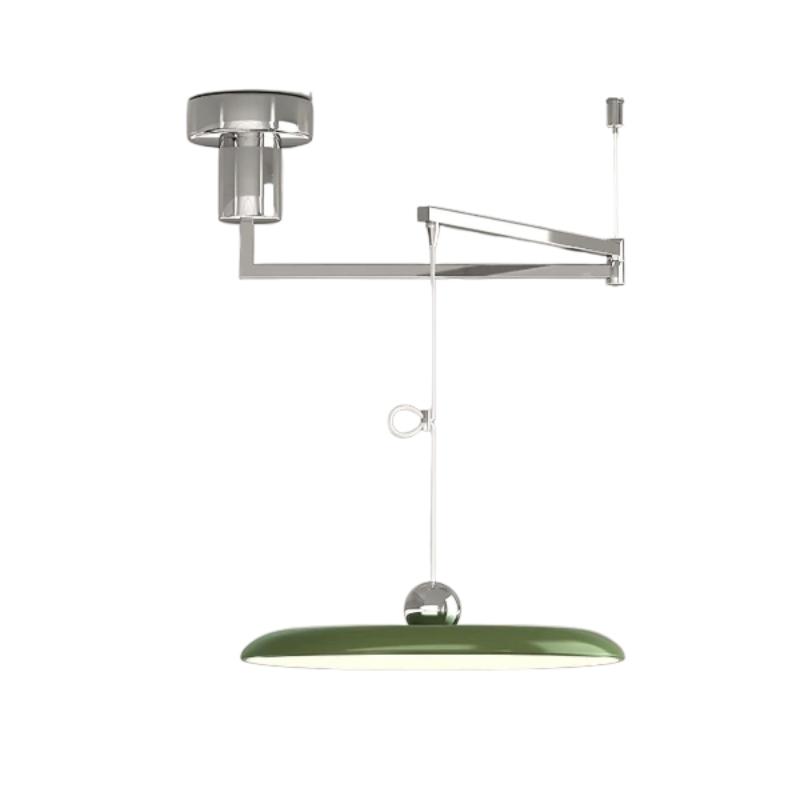Chrome and green Adjustable Swing Arm Pendant Light