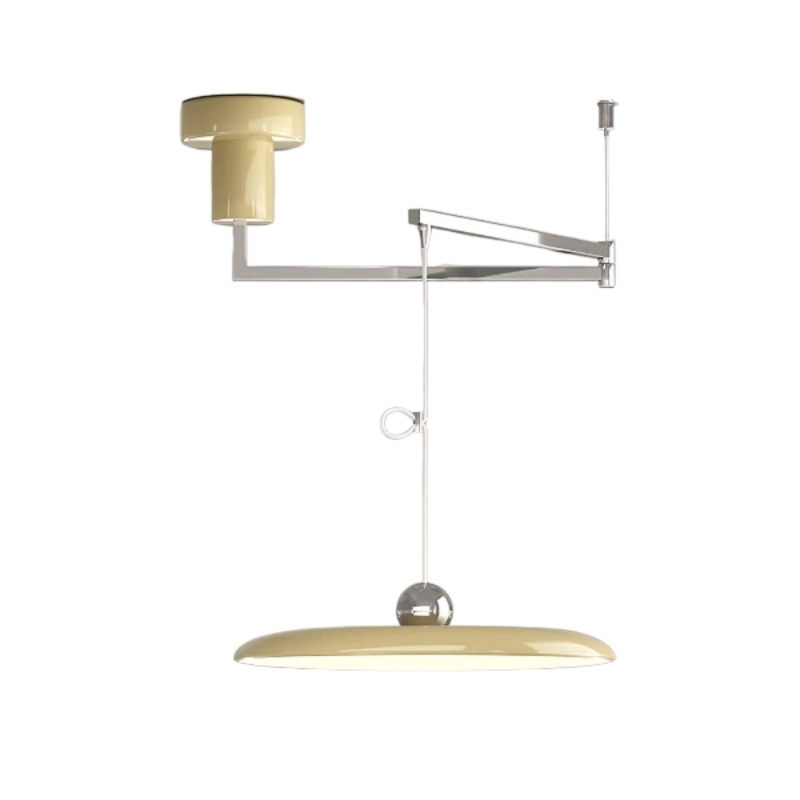 Beige Adjustable Swing Arm Pendant Light