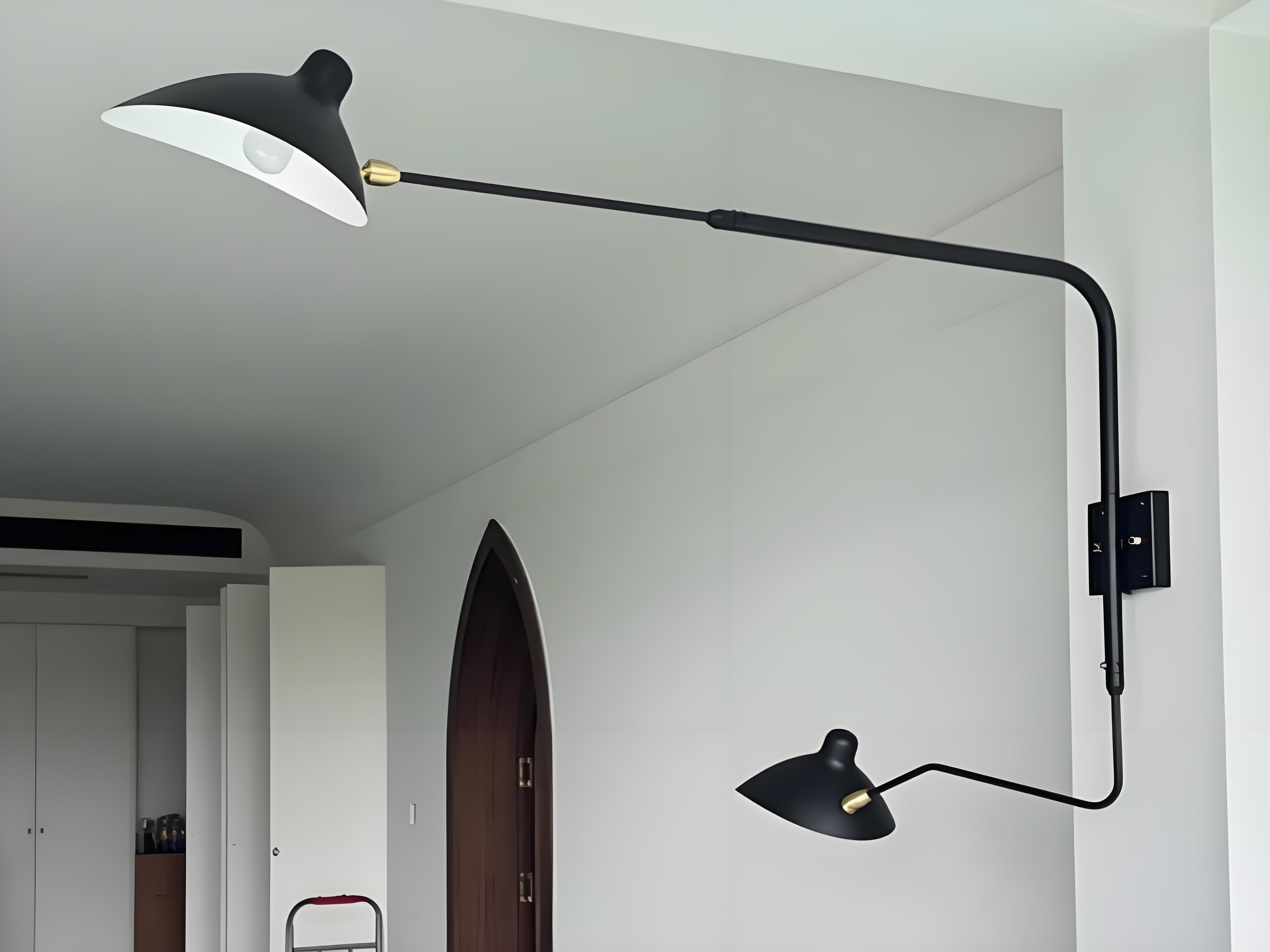 Creative adjustable arm wall lamp installed indoors