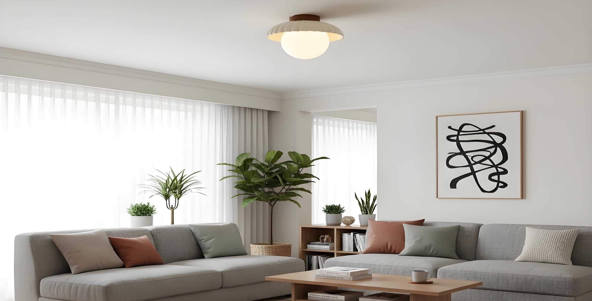Alien Ceiling Light in a bright living room