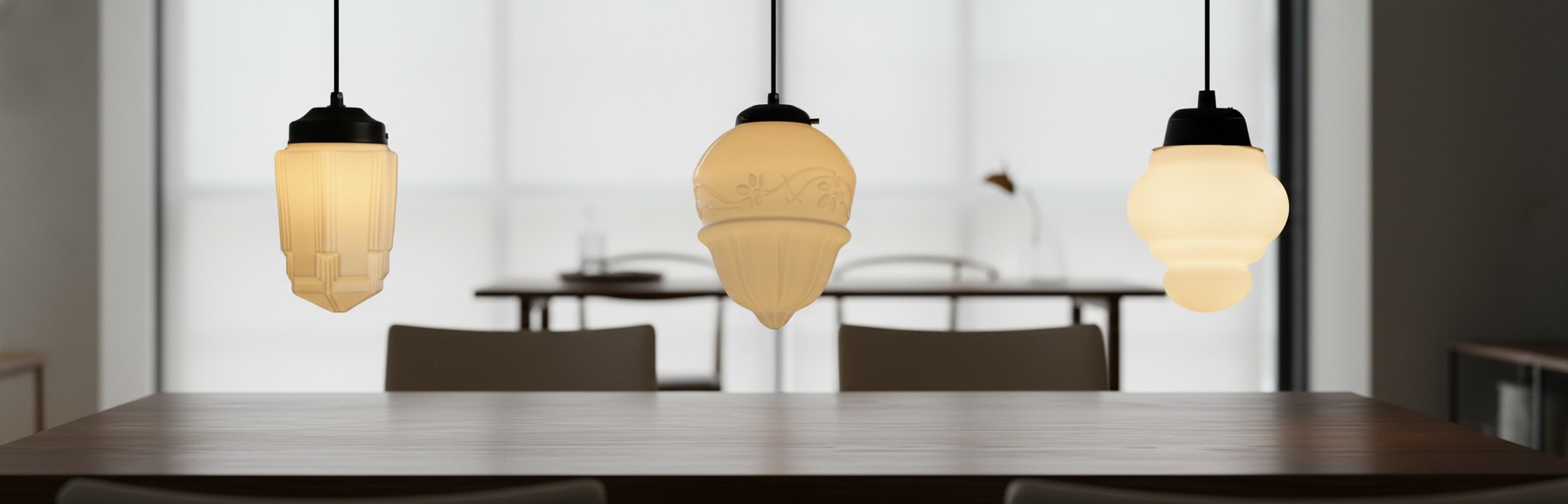 Vintage White Milk Glass Geometric Jar Pendant Light