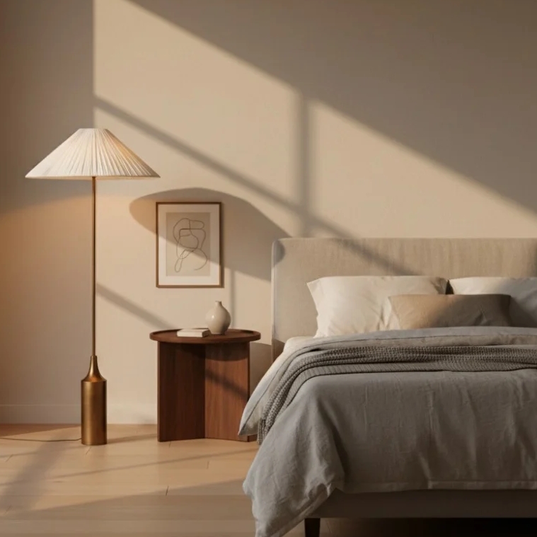 Lindi Linen Floor Lamp scene display 5