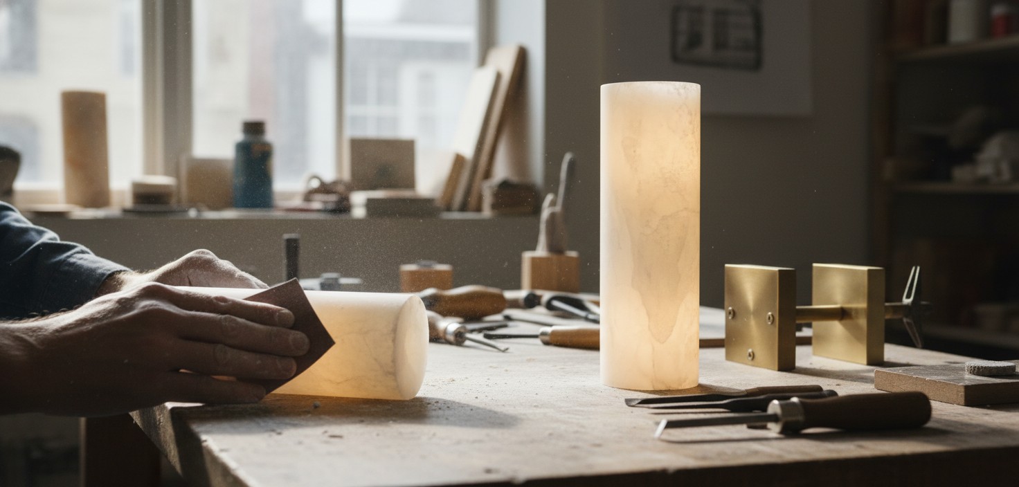 Alabaster material and warm glow