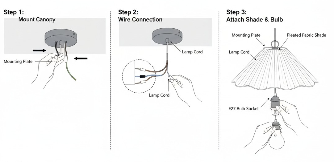 Lindi pendant light installation steps
