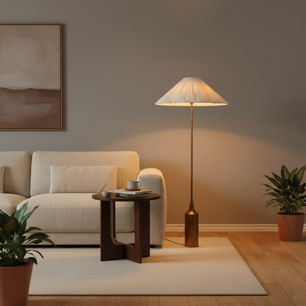 Lindi Linen Floor Lamp in a room