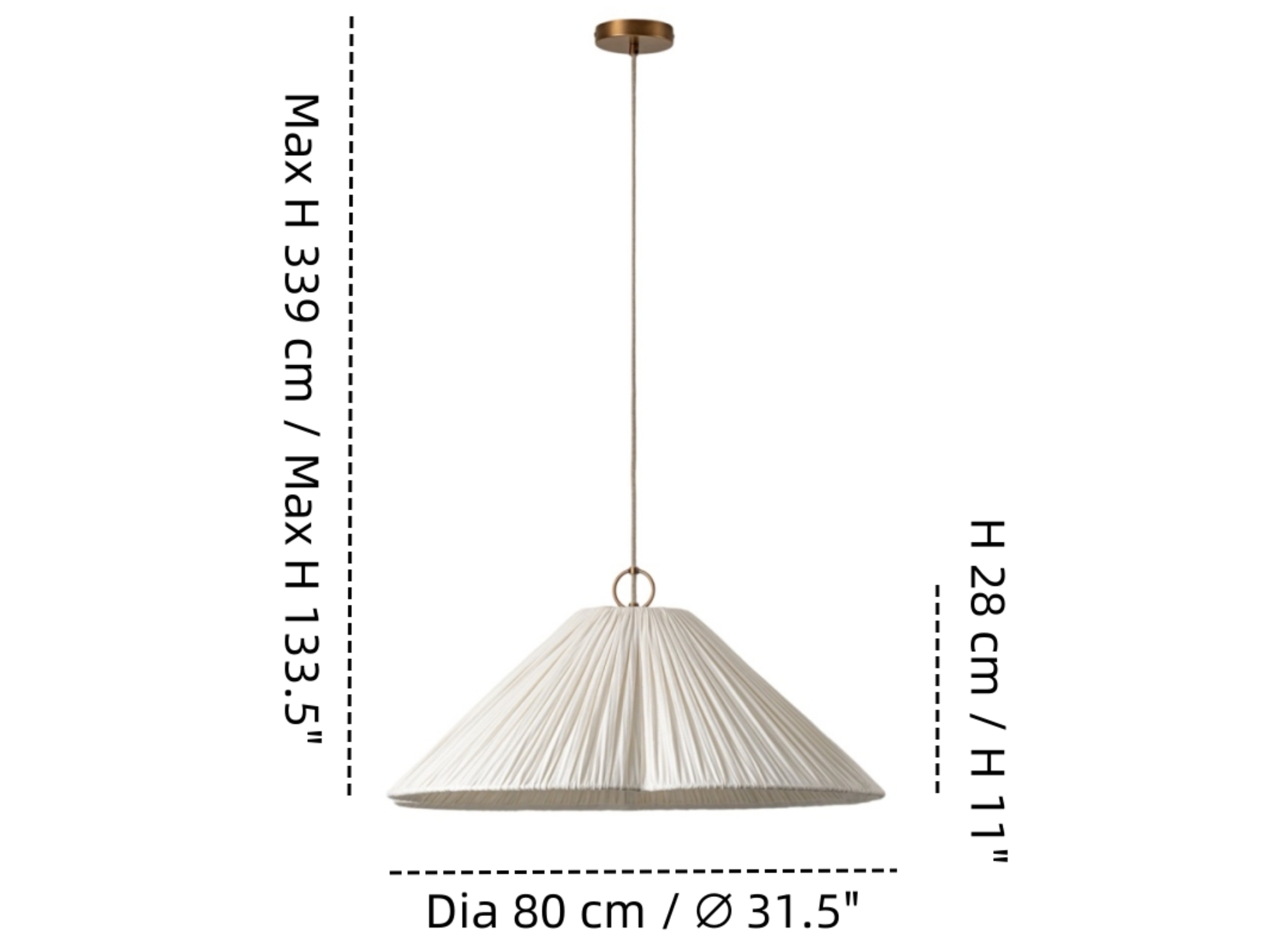 Lindi pendant light size diagram