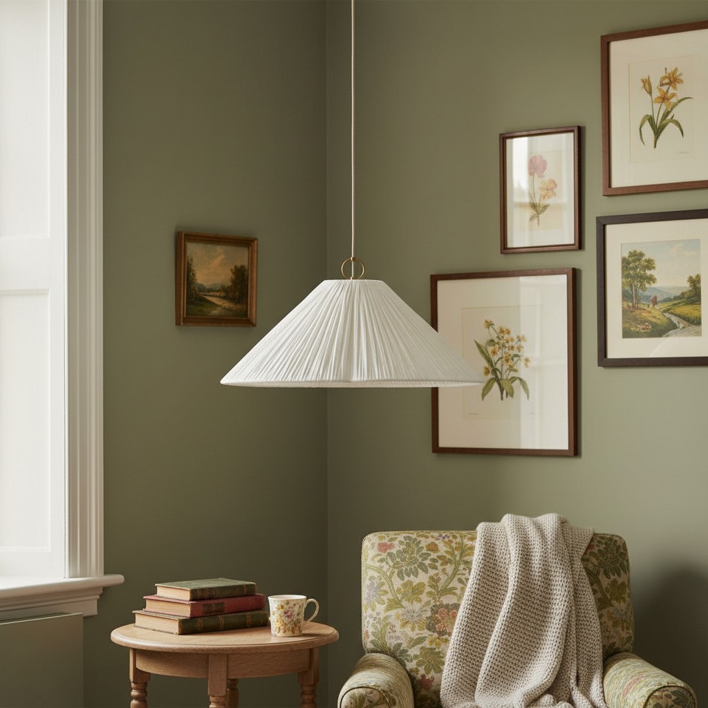 Lindi pendant light beside a wall gallery