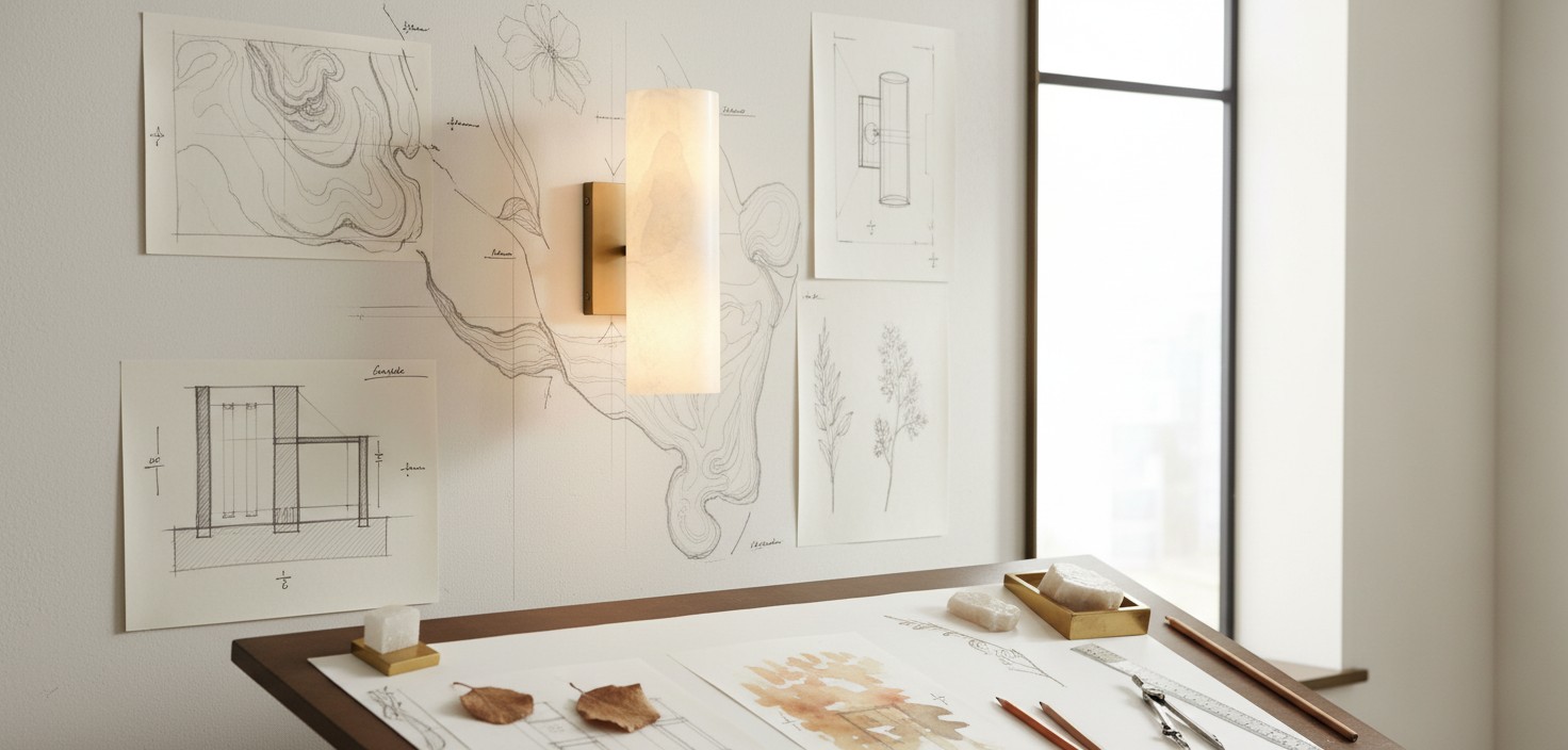 Design scene for Wolvina Alabaster Wall Sconce