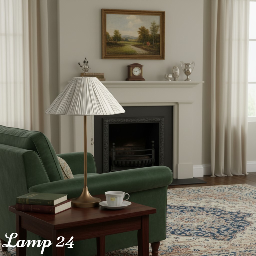 Lindi lamp in front of a fireplace