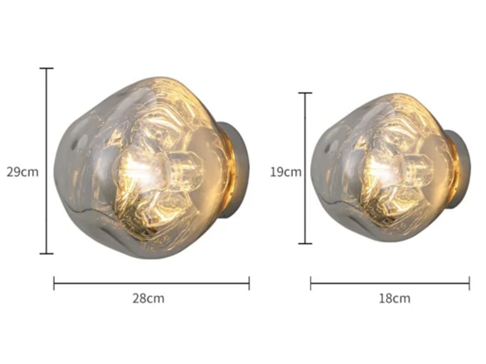 Small and large wall lamp size diagram