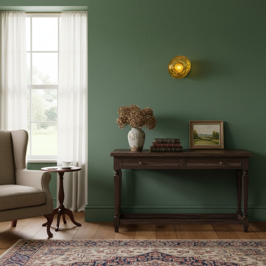 Wall lamp in green room scene