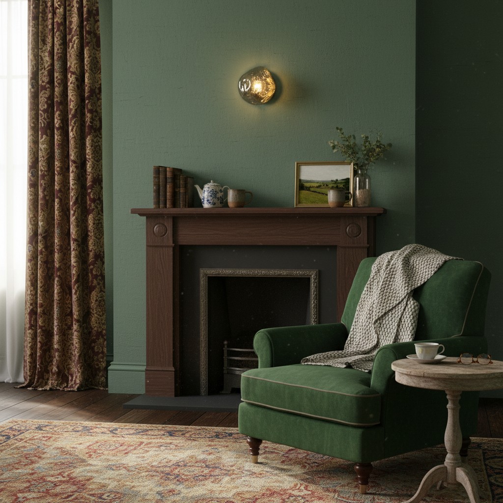 Wall lamp in fireplace lounge scene