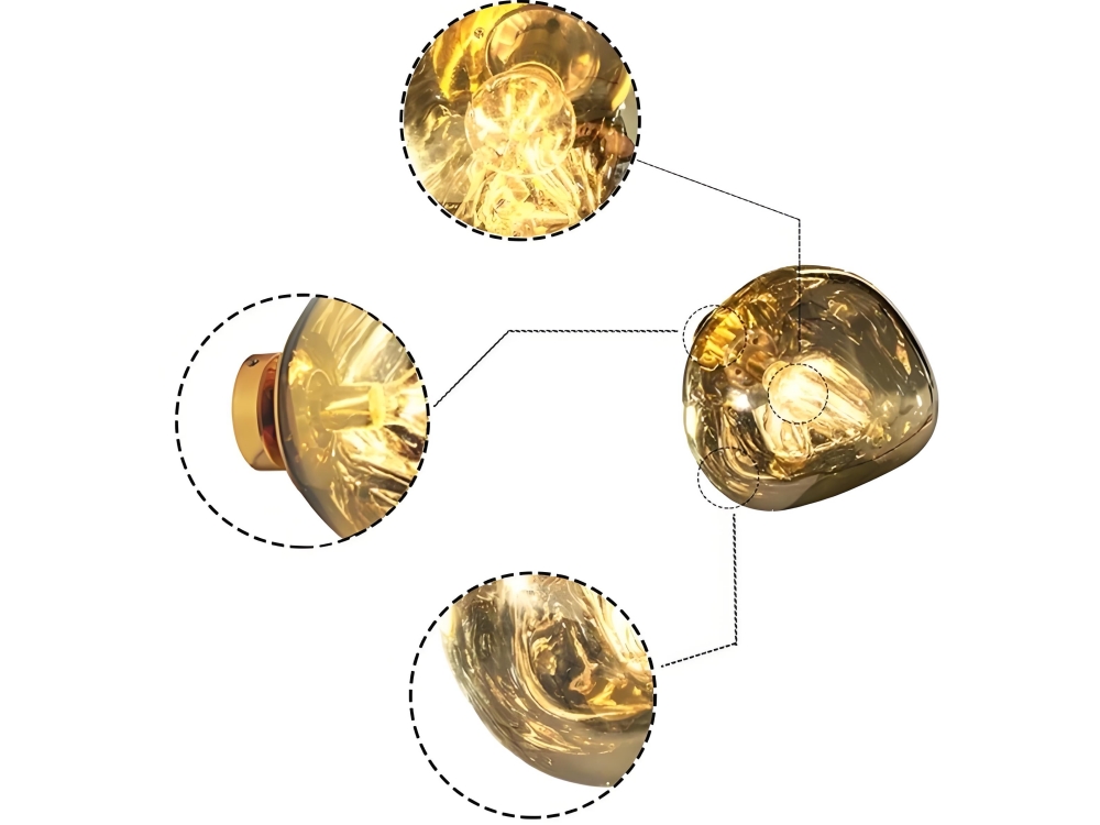 More details of Lava Light with sculptural mirror finish