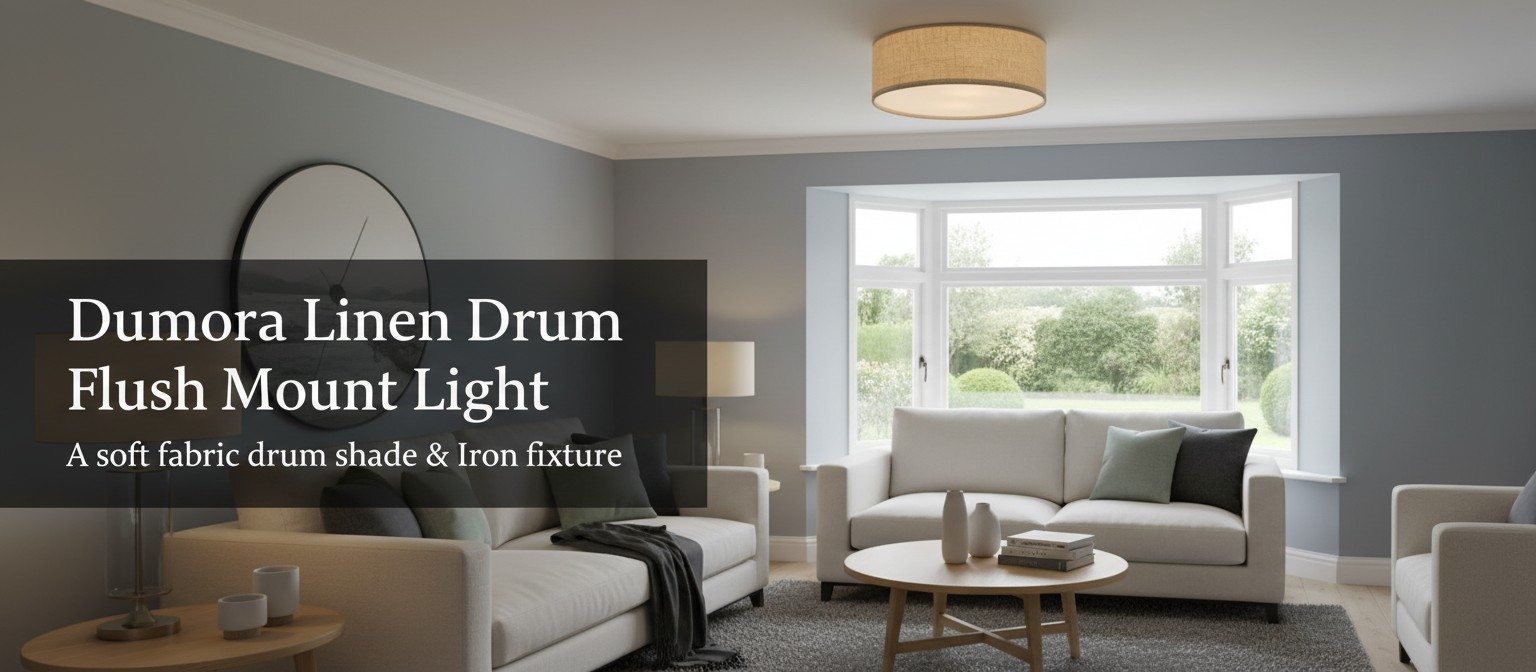 Dumora Linen Drum Flush Mount Light